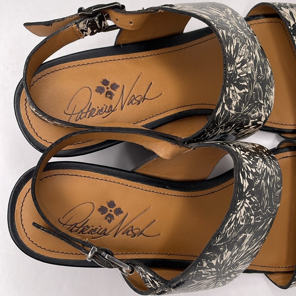 Patricia Nash Sandals Mirella Open Toe Slingback Sunflower BlkWhite Sandals - Picture 7 of 9